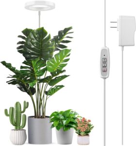 LORDEM Full Spectrum LED Grow Light, 72 LEDs, 4 Brightness Settings, Auto On/Off Timer, Height Adjustable, Ideal for Indoor Plants